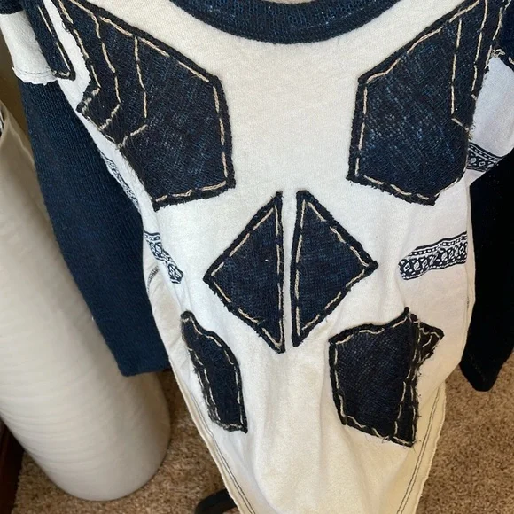 Free People Nordic Compass Top Arrow Knit Long Sleeve Oversized Tee Boho Size XS - Picture 6 of 13